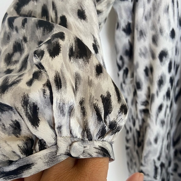 Ann Taylor Satin Leopard Animal Print Midi Dress Size SP Petite 3/4 Sleeves NWT - Picture 5 of 13
